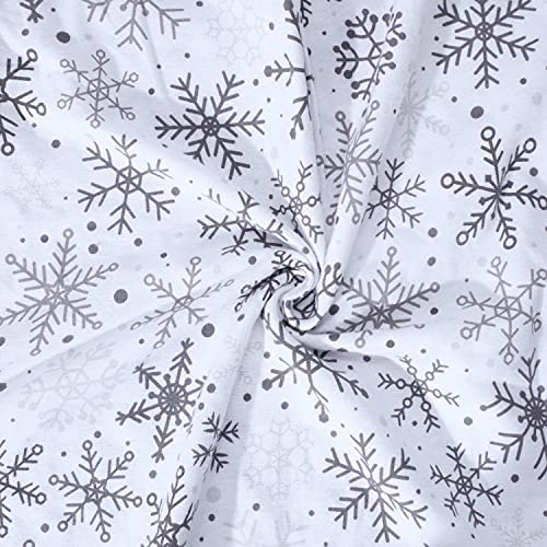 100% Cotton Flannel Sheets Queen - Warm & Cozy Heavyweight Double Brushed Anti-Pill Winter Flannel Bed Sheets Queen, 16" Deep Pocket Fitted Sheet X2 Side Pockets - Queen, Grey Snowflakes - Pickett's Lane