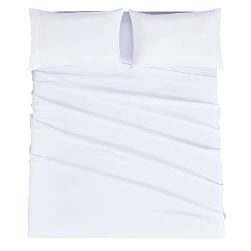 Mejoroom Queen Sheet Set - Hotel Luxury 1800 Bedding Sheets & Pillowcases - Deep Pocket Fitted Sheet, Hypoallergenic, Wrinkle& Breathable, Fade Resistant - 4 Piece (Queen,White) - Pickett's Lane