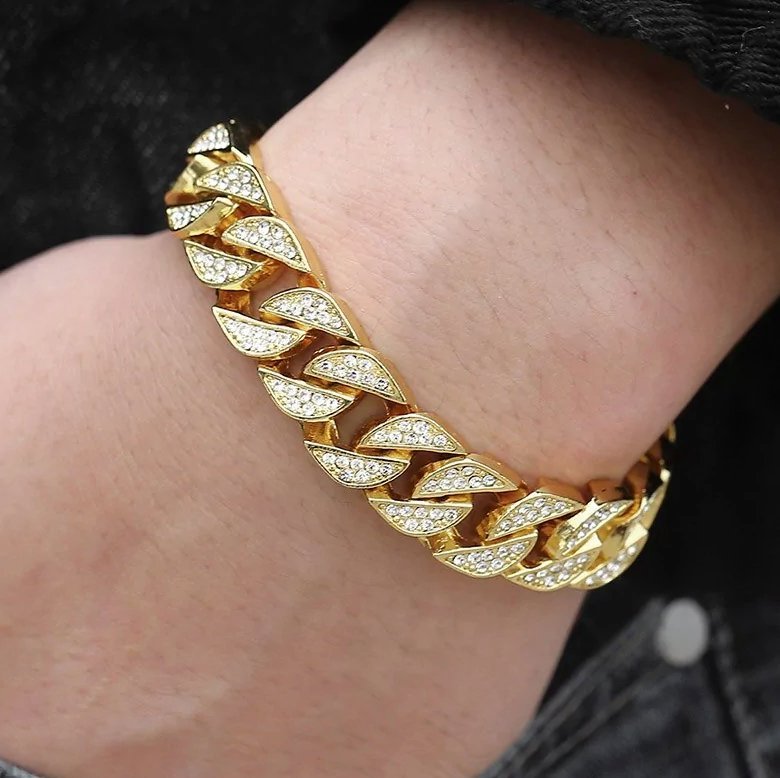 Miami Curb Cuban Chain Bracelet For Men Gold - Pickett's Lane